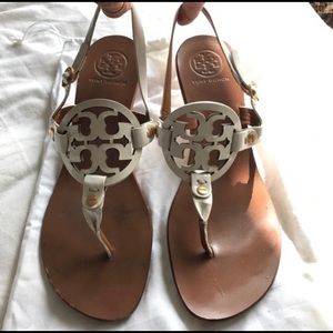 Tory Burch White Sandal Heels